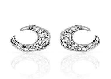 Boucles d'Oreilles Lunes Argent 925/1000 Oxydes de Zirconium