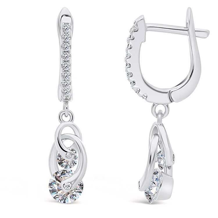 Boucles D'oreilles Pendantes Oxyde de Zirconium Argent 925/1000