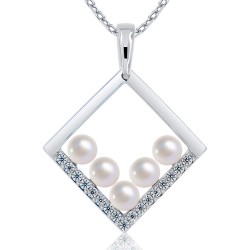 Collier Perles de Culture Argent 925 Femme et Oxydes de Zirconium blancs