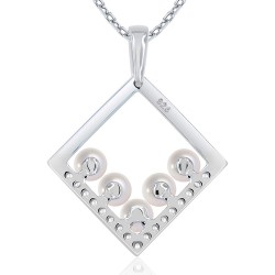 Collier Perles de Culture Argent 925 Femme et Oxydes de Zirconium blancs dos