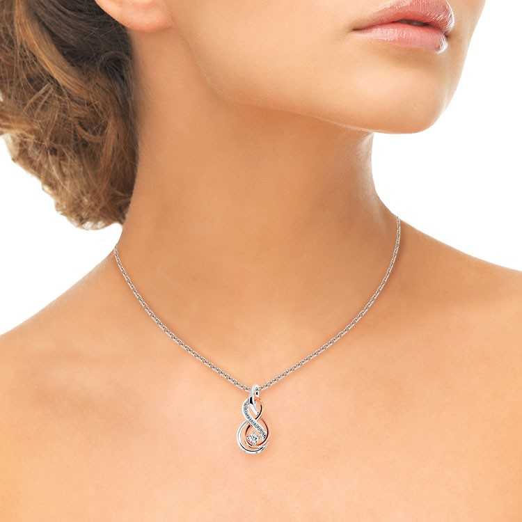 Collier Argent 925 Femme 2 Tons Plaqué Or rose 18 Carats serti Oxydes de Zirconium