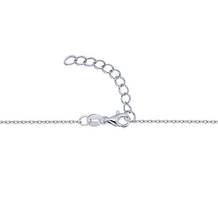 Collier Réglable Argent Rhodié Avec Perle Et Zircon - Longueur 40-45cm - Neuf Avec étiquettes