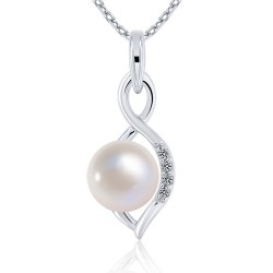 Collier Perle de Culture Argent 925 Femme et Oxydes de Zirconium blancs