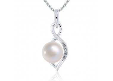 Collier Perle de Culture Argent 925 Femme et Oxydes de Zirconium blancs