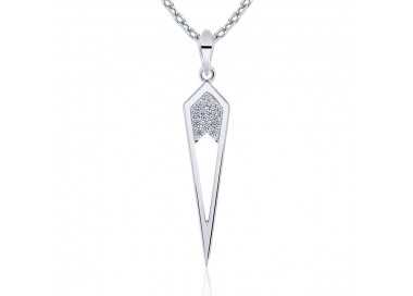 Collier Argent 925 Rhodié Femme Pointe stylisée Oxydes de Zirconium blancs