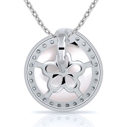 Collier Perle de Culture Argent 925 Rhodié Femme Oxydes de Zirconium blancs dos