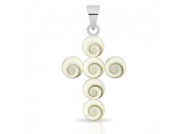 Pendentif Oeil de Sainte Lucie Croix Argent 925/1000