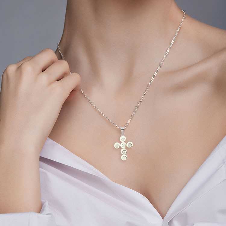 Pendentif Oeil de Sainte Lucie Croix Argent 925/1000