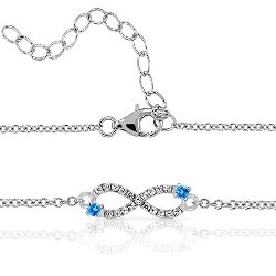 Bracelet Symbole Infini Argent 925/1000 Zirconiums bleus
