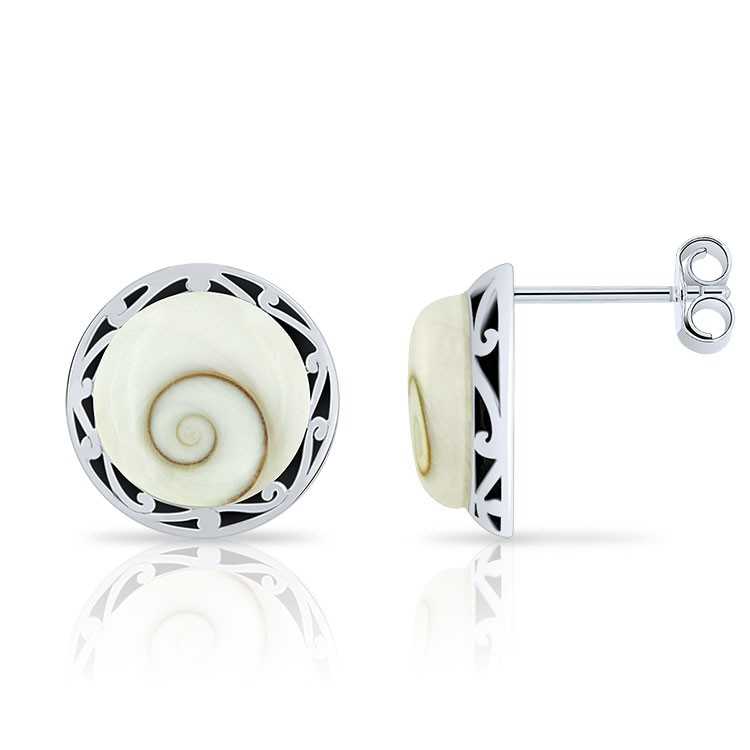 Boucles d'Oreilles Puces Oeil de Sainte Lucie Ethniques Argent 925/1000