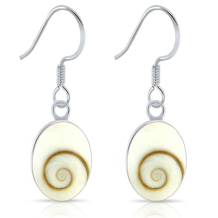 Boucles d'Oreilles Ovales Argent 925/1000 Oeil de Sainte Lucie