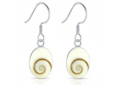 Boucles d'Oreilles Ovales Argent 925/1000 Oeil de Sainte Lucie