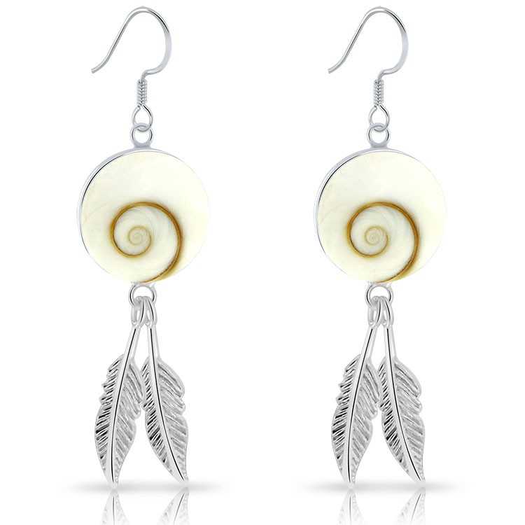 Boucles d'Oreilles Oeil de Sainte Lucie Argent 925/1000 Plumes