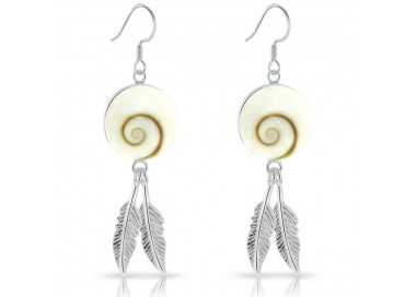 Boucles d'Oreilles Oeil de Sainte Lucie Argent 925/1000 Plumes