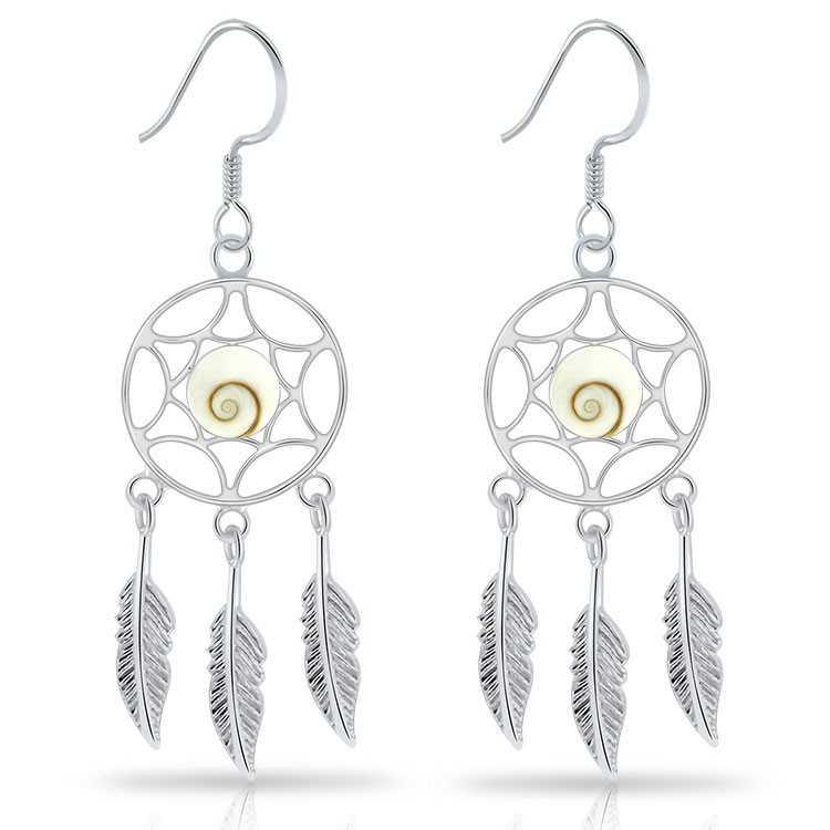 Boucles d'Oreilles Oeil de Sainte Lucie Argent 925/1000 Attrape Rêve