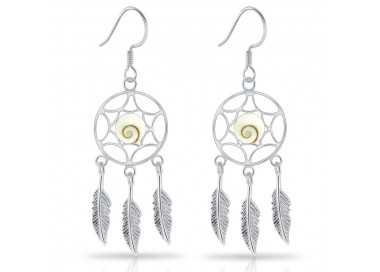Boucles d'Oreilles Oeil de Sainte Lucie Argent 925/1000 Attrape Rêve