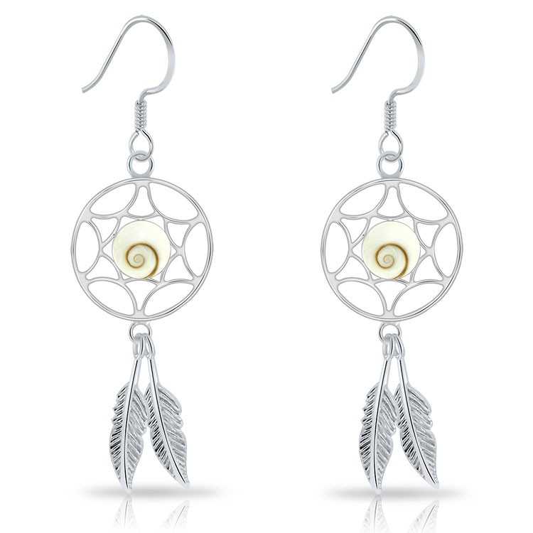 Boucles d'Oreilles Oeil de Sainte Lucie Attrape Rêves Argent 925/1000