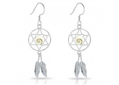 Boucles d'Oreilles Oeil de Sainte Lucie Attrape Rêves Argent 925/1000