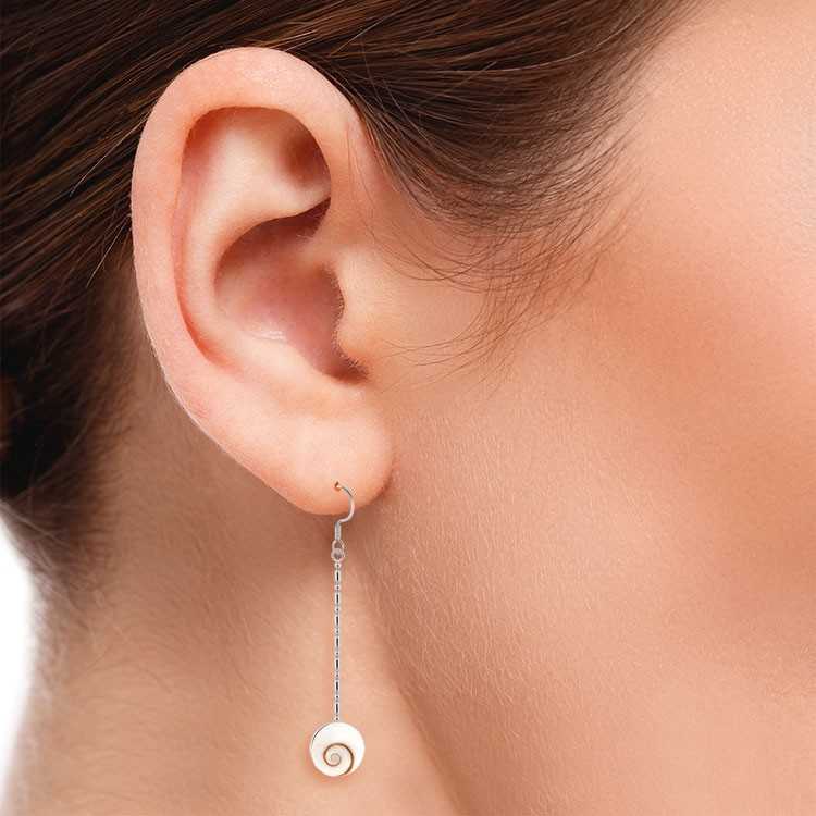 Boucles d'Oreilles Argent 925/1000 Pendantes Oeil de Sainte Lucie