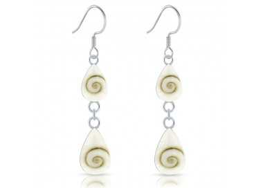Boucles d'Oreilles Oeil de Sainte Lucie double goutte d'eau en Argent 925/1000