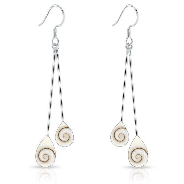 Boucles d'Oreilles Pendantes Oeil de Sainte Lucie en Argent 925/1000