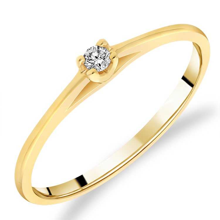 Solitaire en Or Jaune 375/1000 et Diamant blanc