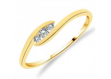 Bague Trilogie en Or Jaune 375/1000 et Diamants blancs