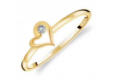 Bague Coeur en Or Jaune 375/1000 serti Diamant blanc