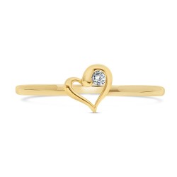 Bague Coeur en Or Jaune 375/1000 serti Diamant dessus