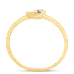 Bague Coeur en Or Jaune 375/1000 serti Diamant profil