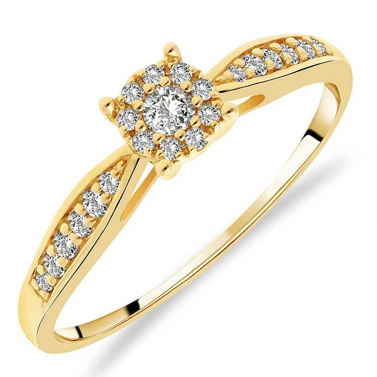 Bague en Or Jaune 375/1000 sertie Diamants blancs