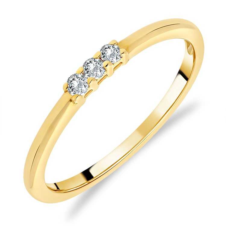 Bague Trilogie en Or Jaune 375/1000 sertie Diamants blancs