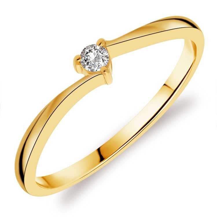 Bague Solitaire en Or Jaune 375/1000 et Diamant blanc