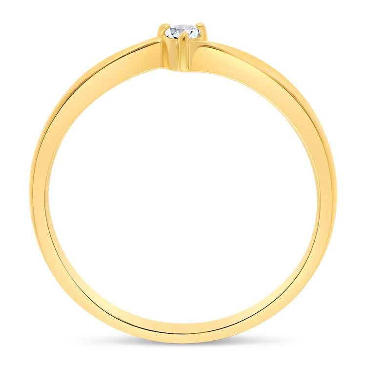 Bague Solitaire En Or Jaune 18K Avec Saphir Blanc 0,4 Ct - Taille 58 - Poinçon Aigle - Occasion Excellent état