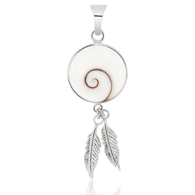 Pendentif Argent 925/1000 Oeil de Sainte Lucie Plumes