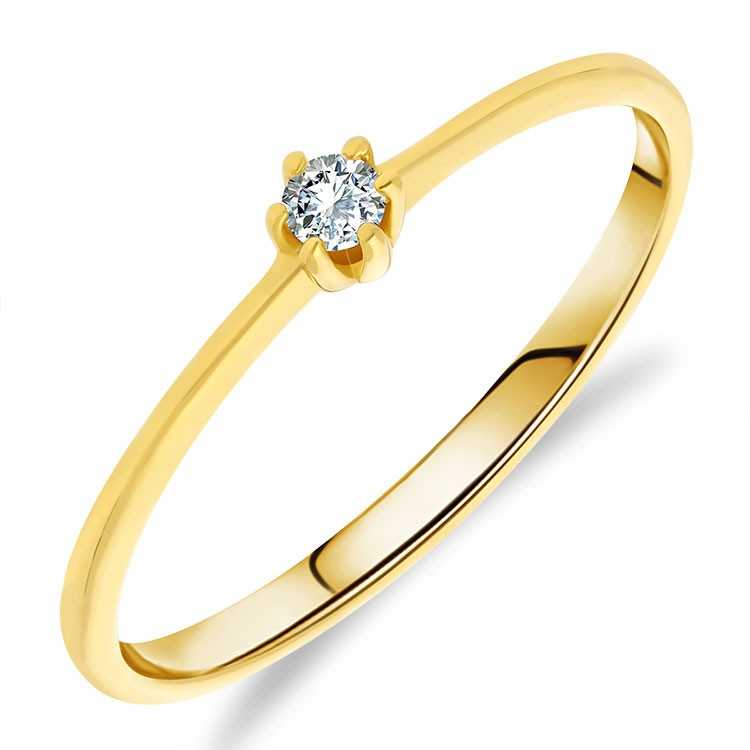 Bague Solitaire en Or Jaune sertie Diamant blanc