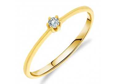 Bague Solitaire en Or Jaune sertie Diamant blanc