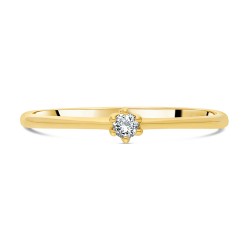 Bague Solitaire en Or Jaune sertie Diamant dessus
