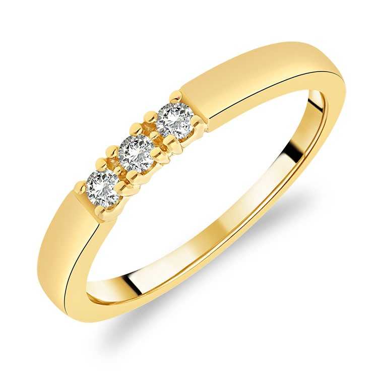 Bague Trilogie en Or Jaune 375/1000 sertie Diamants blancs