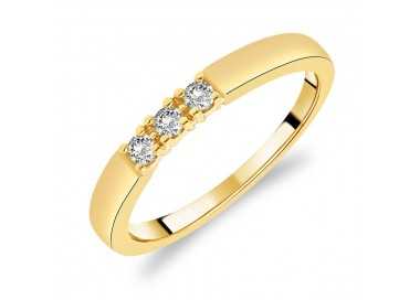 Bague Trilogie en Or Jaune 375/1000 sertie Diamants blancs