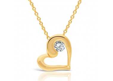 Collier Coeur en Or 375/1000 serti Diamant blanc