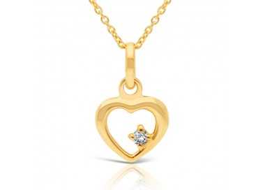 Collier Coeur Or 375/1000 serti Diamant blanc