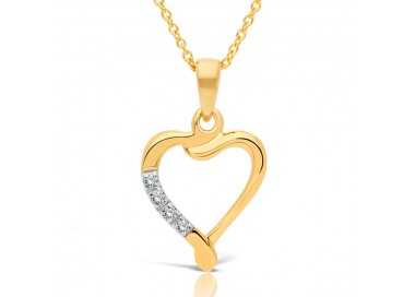 Collier Coeur Or 375/1000 serti 4 Diamants blancs