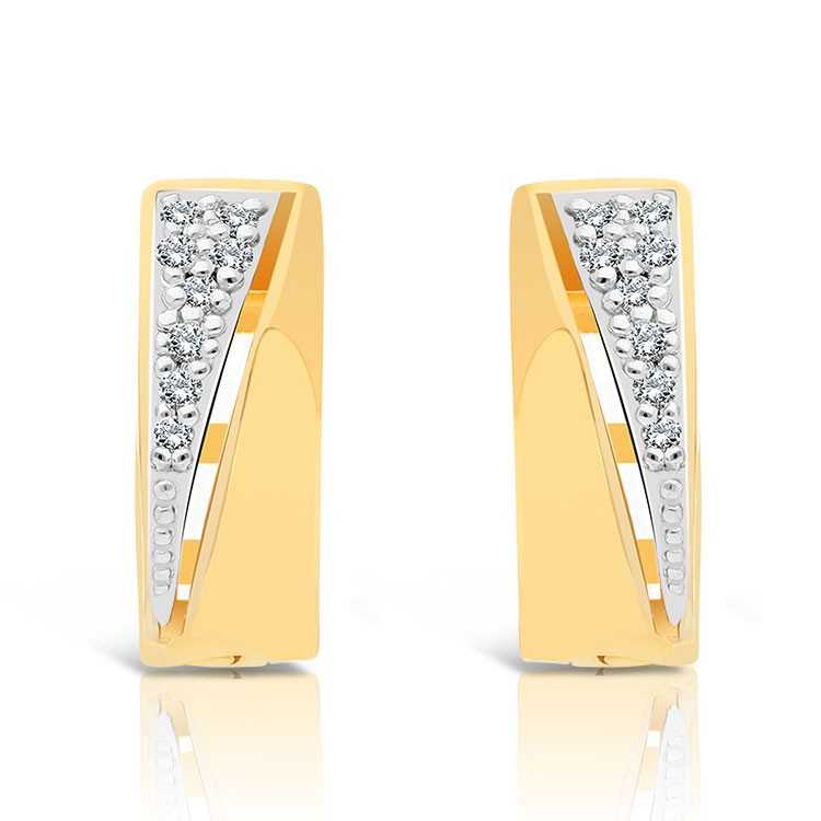 Créoles Or 375/1000 serties 16 Diamants blancs taille brillant