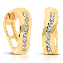 Créoles en Or 375/1000 serties 16 Diamants blancs