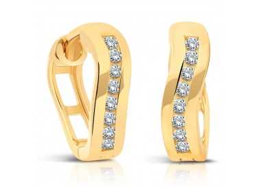 Créoles en Or 375/1000 serties 16 Diamants blancs