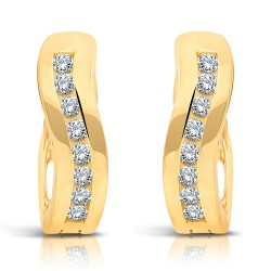 Créoles en Or 375/1000 serties 16 Diamants