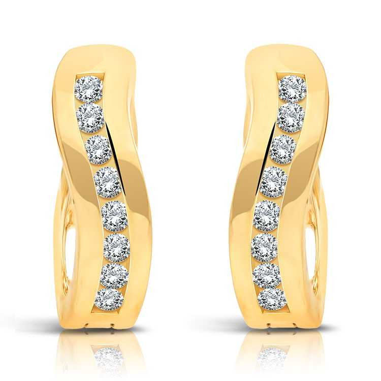 Créoles en Or 375/1000 serties 16 Diamants blancs