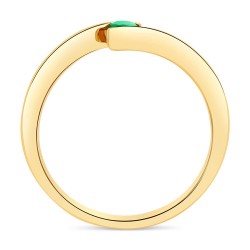 Bague Solitaire en Or Jaune 375/1000 sertie Émeraude profil