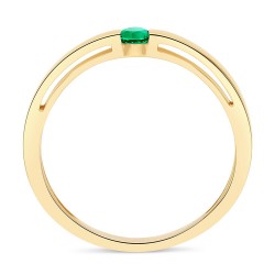 Solitaire en Or Jaune 375/1000 serti Émeraude profil